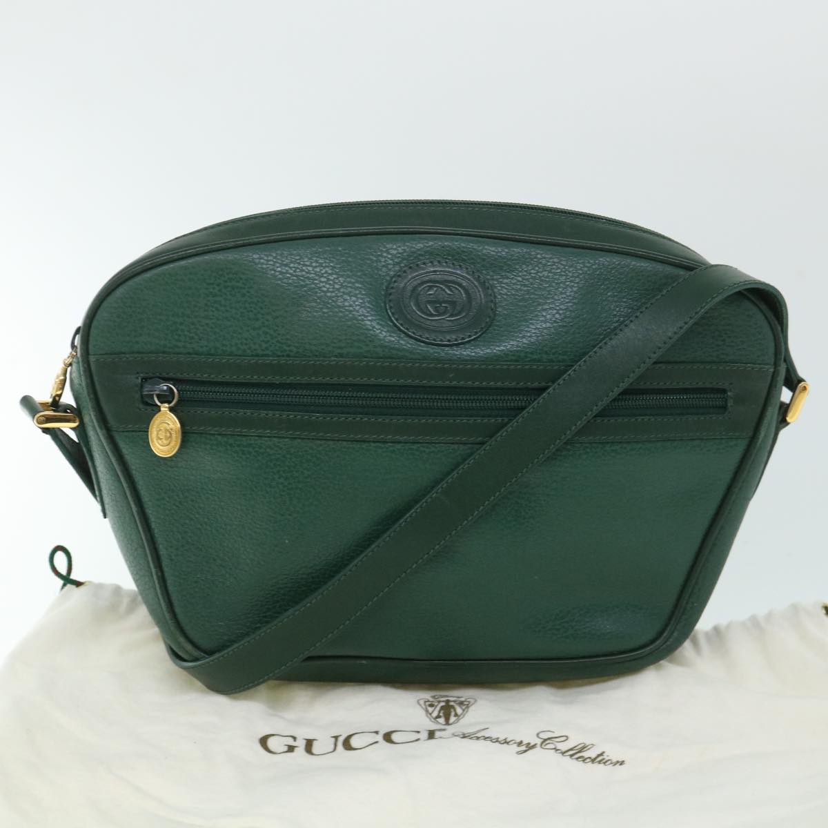 GUCCI Shoulder Bag Leather Green 001 093 1050 Auth yk8648