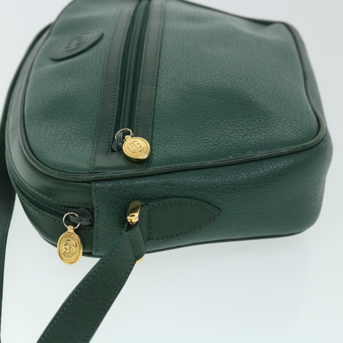 GUCCI Shoulder Bag Leather Green 001 093 1050 Auth yk8648