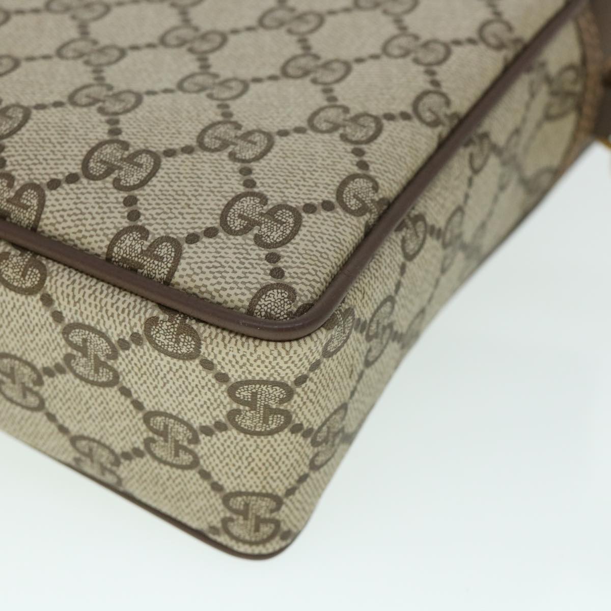 GUCCI GG Canvas Clutch Bag PVC Leather Beige 156.01.053 Auth yk8651