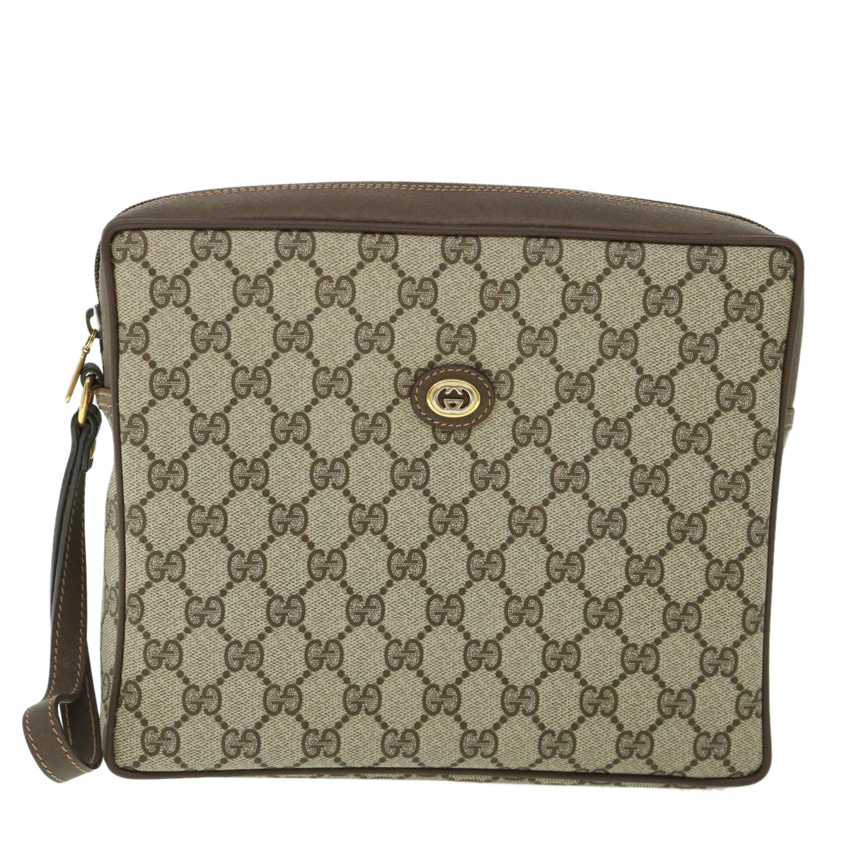 GUCCI GG Canvas Clutch Bag PVC Leather Beige 156.01.053 Auth yk8651