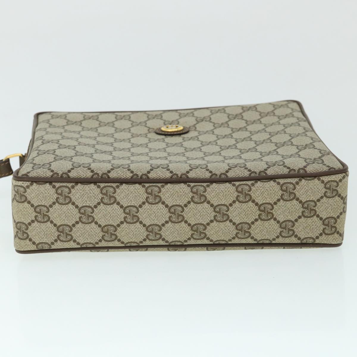 GUCCI GG Canvas Clutch Bag PVC Leather Beige 156.01.053 Auth yk8651