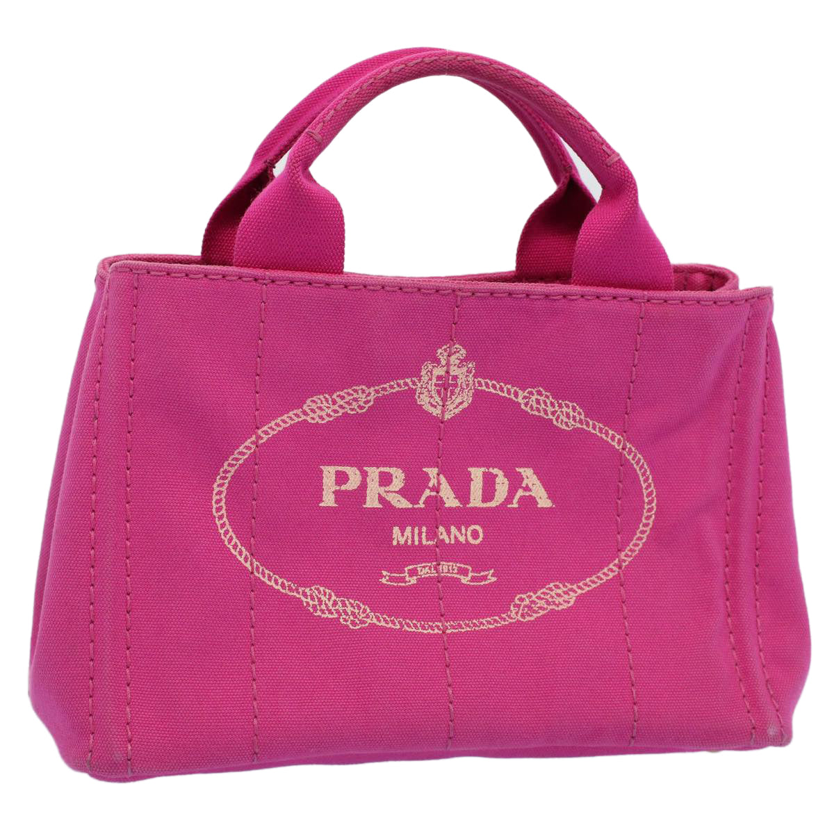 PRADA Canapa PM Hand Bag Canvas Pink Auth yk8660