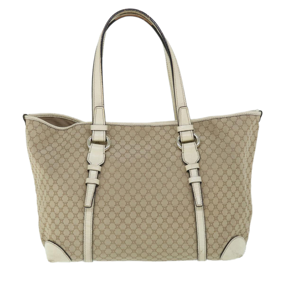 CELINE Macadam Canvas Tote Bag Beige Auth yk8665 - 0