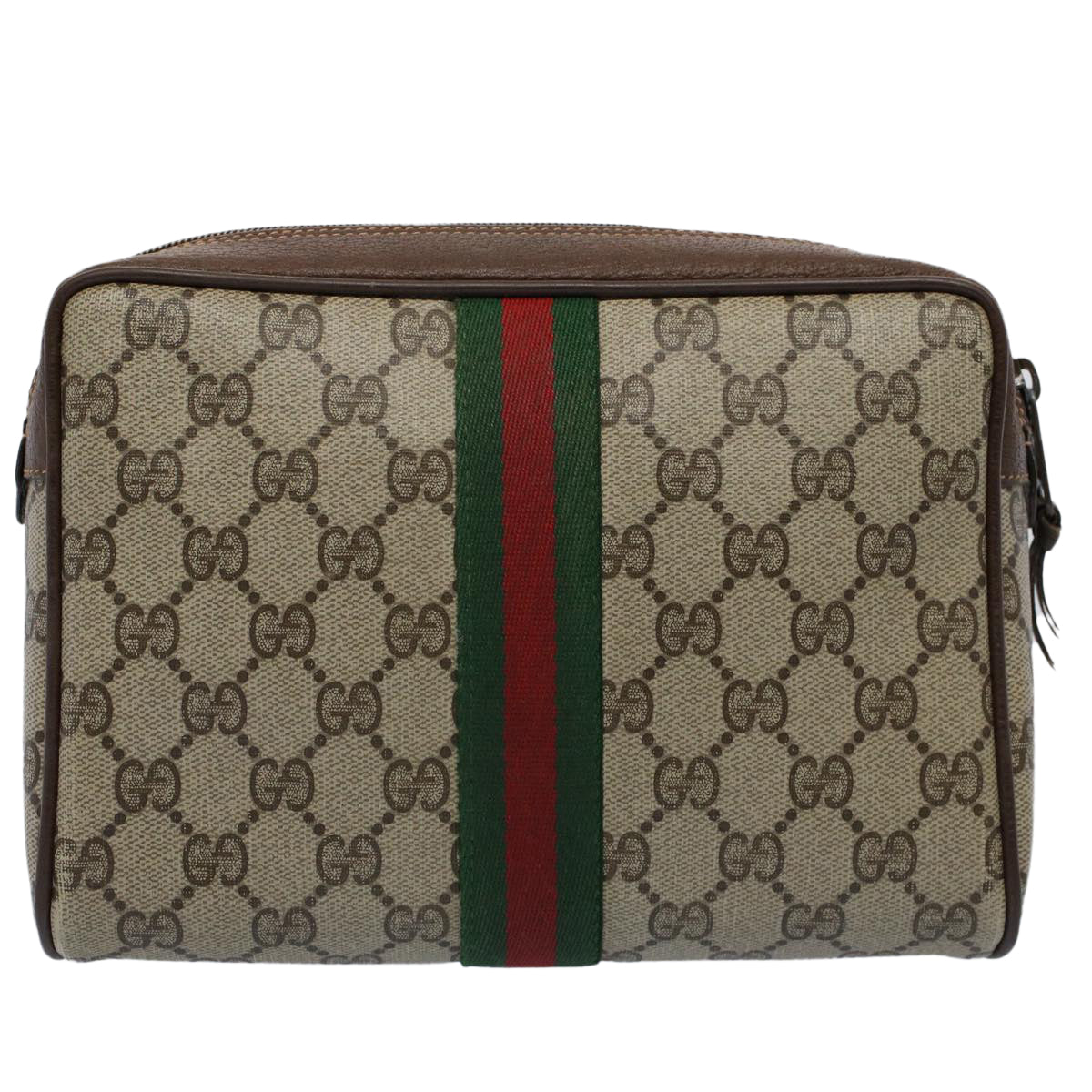 GUCCI GG Canvas Web Sherry Line Clutch Bag Beige Red 156 01 012 Auth yk8670 - 0