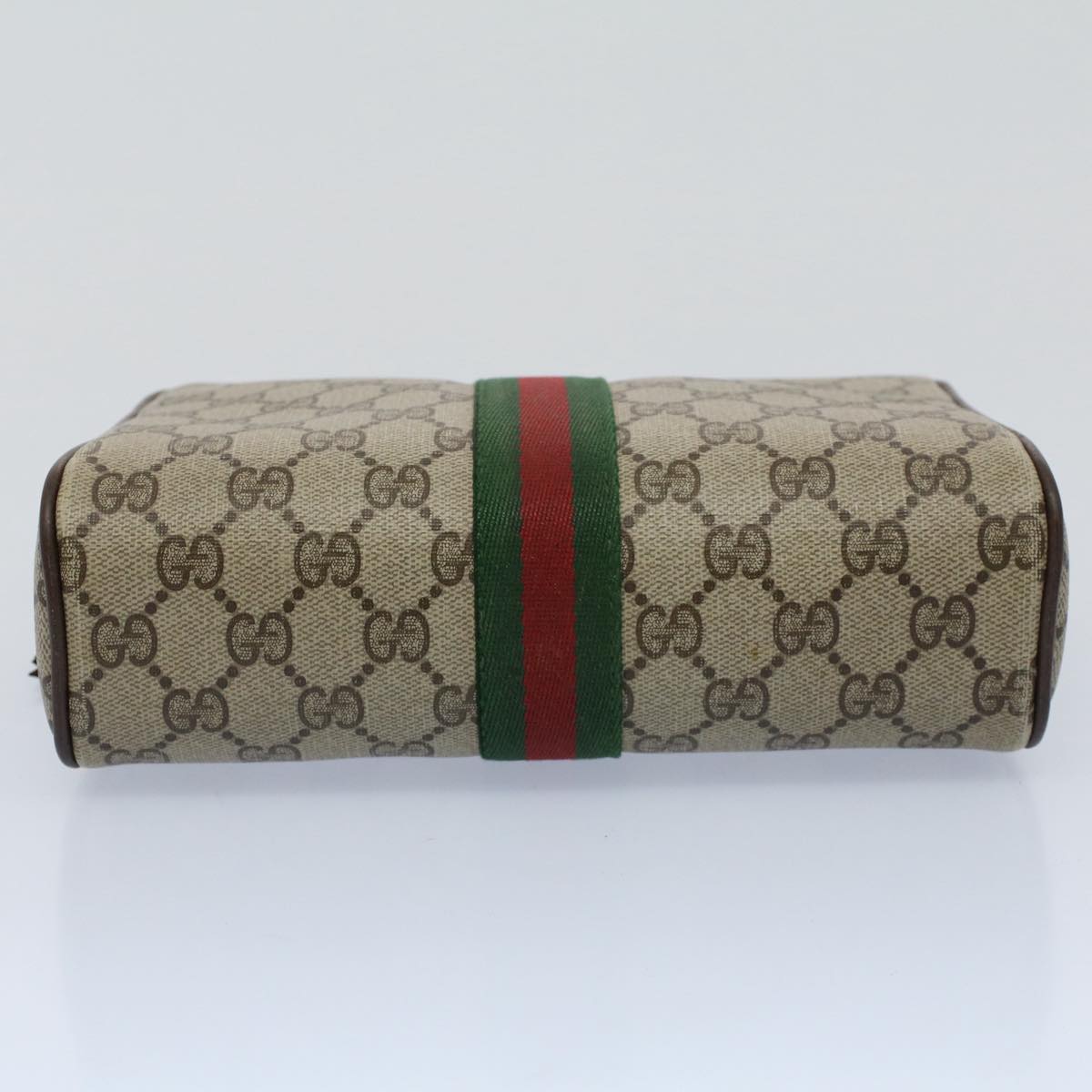 GUCCI GG Canvas Web Sherry Line Clutch Bag Beige Red 156 01 012 Auth yk8670