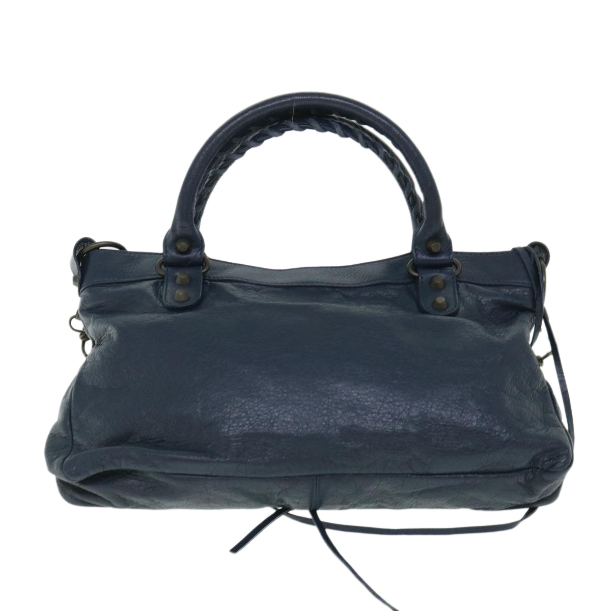 BALENCIAGA The First Hand Bag Leather 2way Navy 103208 Auth yk8677