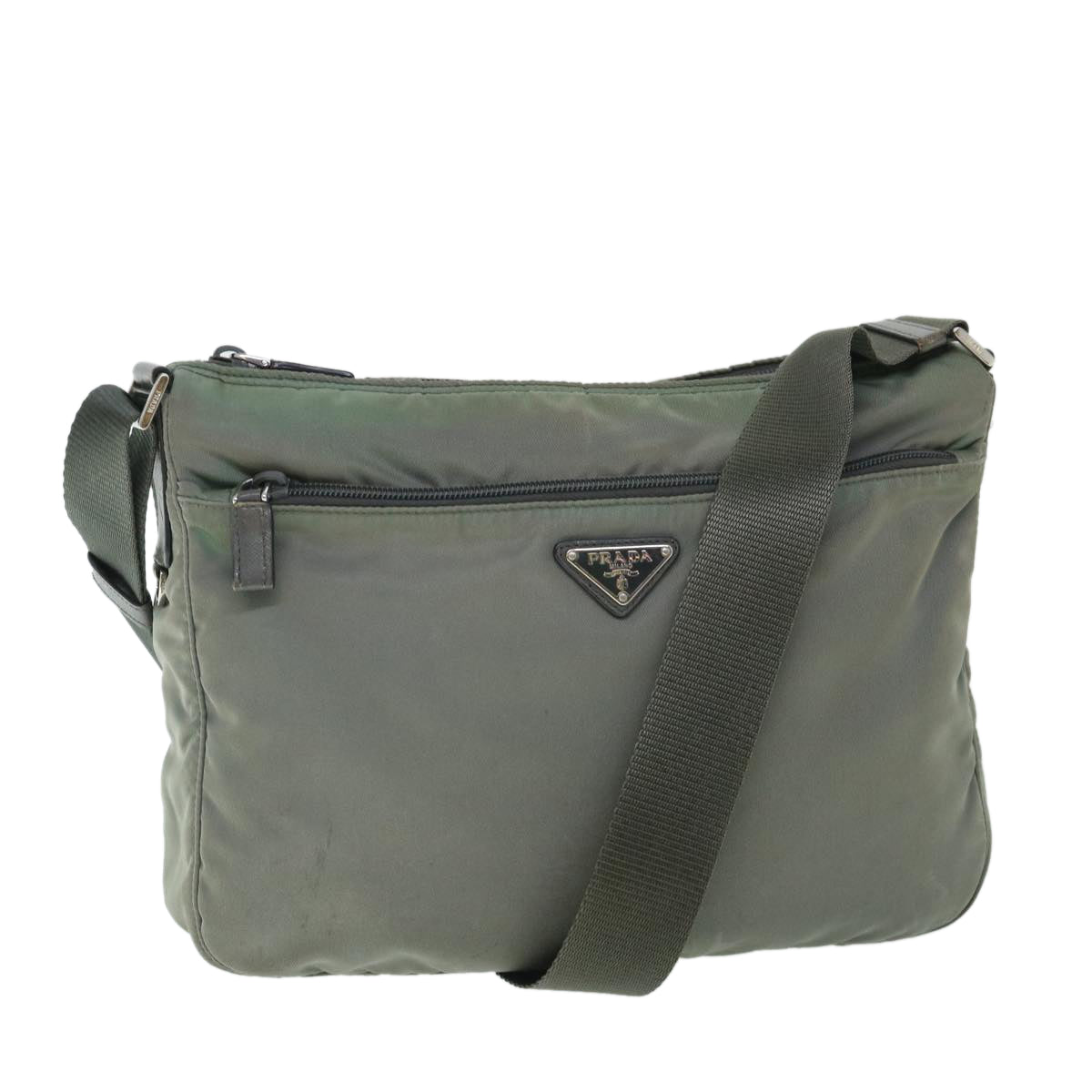 PRADA Shoulder Bag Nylon Gray Auth yk8679