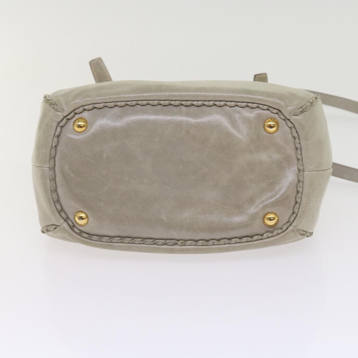 PRADA Hand Bag Leather 2way Gray Auth yk8681