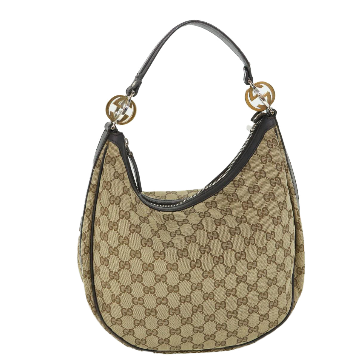 GUCCI GG Canvas Shoulder Bag Beige 232962 Auth yk8702