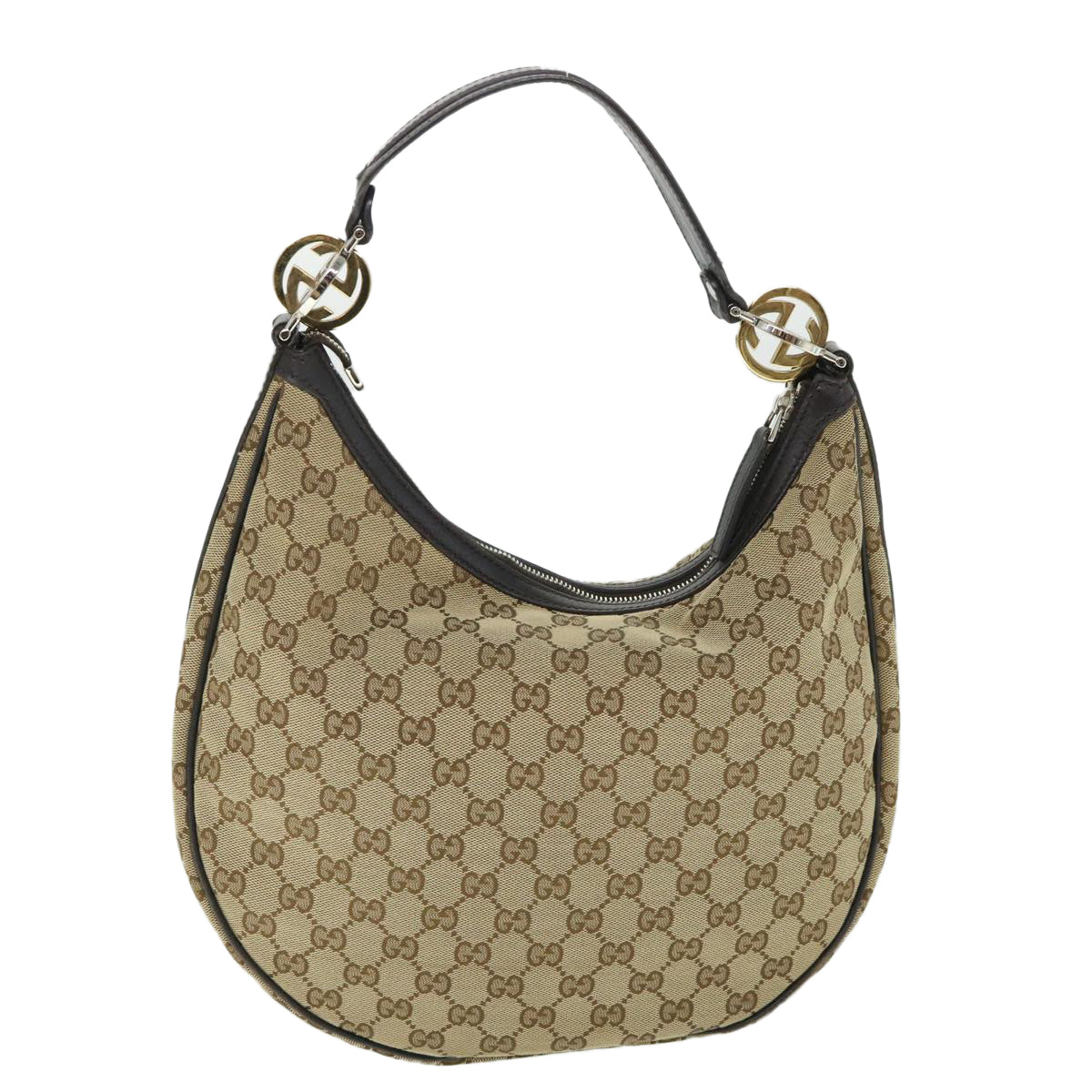 GUCCI GG Canvas Shoulder Bag Beige 232962 Auth yk8702