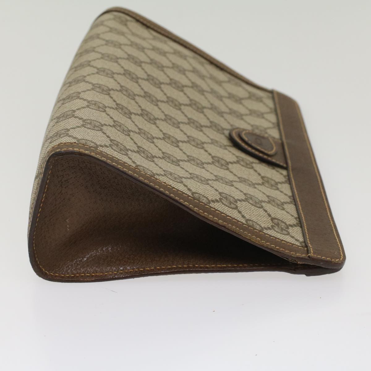 GUCCI GG Canvas Clutch Bag PVC Leather Beige 014 89 0102 Auth yk8706