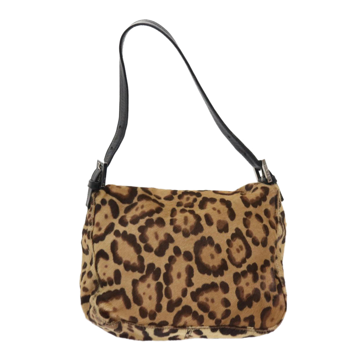 FENDI Leopard Mamma Baguette Shoulder Bag Harako leather Brown Auth yk8707 - 0