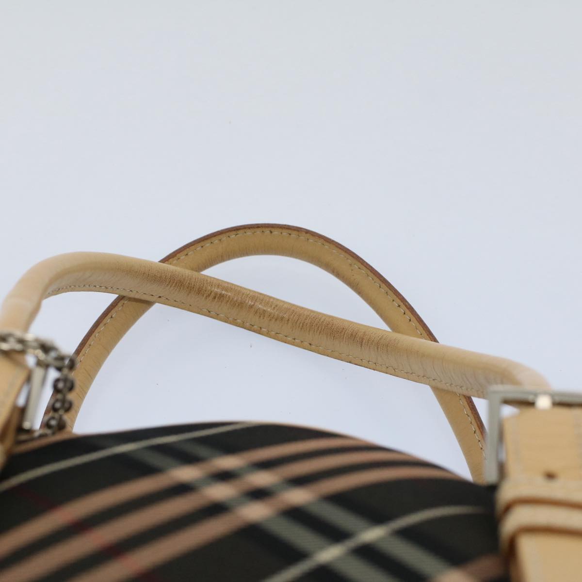 BURBERRY Nova Check Blue Label Shoulder Bag Nylon Canvas Brown Auth yk8732