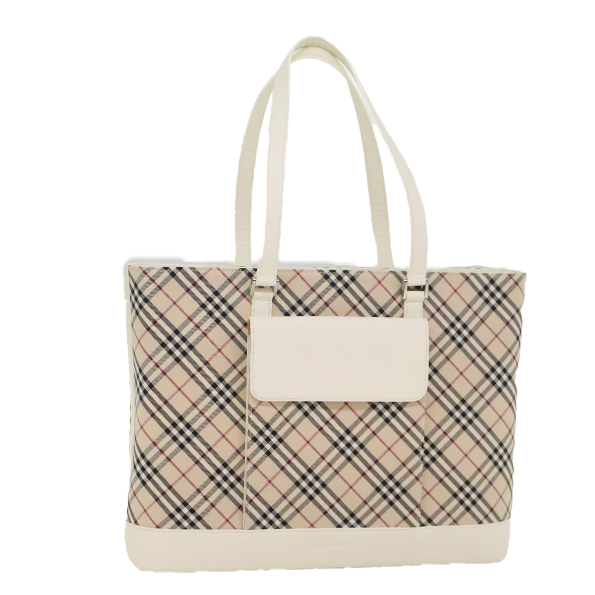 BURBERRY Nova Check Tote Bag Nylon Canvas Leather Beige Auth yk8734