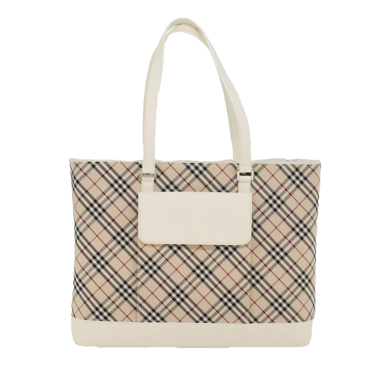 BURBERRY Nova Check Tote Bag Nylon Canvas Leather Beige Auth yk8734