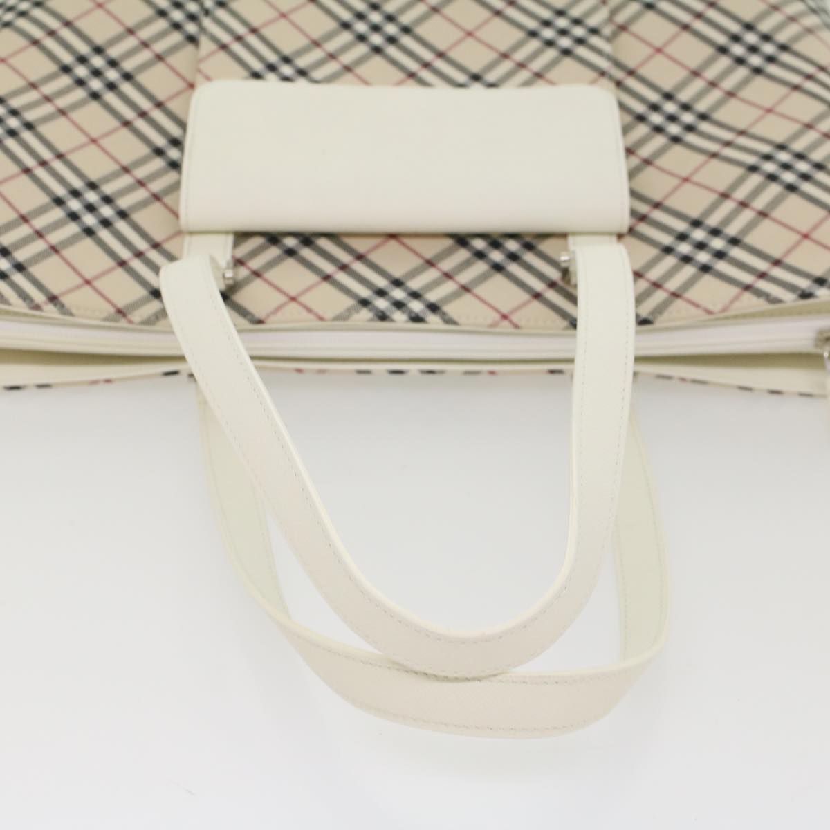 BURBERRY Nova Check Tote Bag Nylon Canvas Leather Beige Auth yk8734