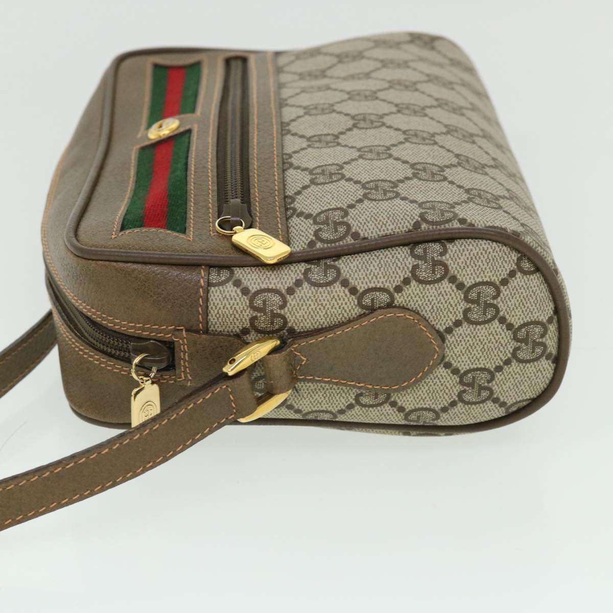 GUCCI GG Canvas Web Sherry Line Shoulder Bag Beige Red 56 02 087 Auth yk8741