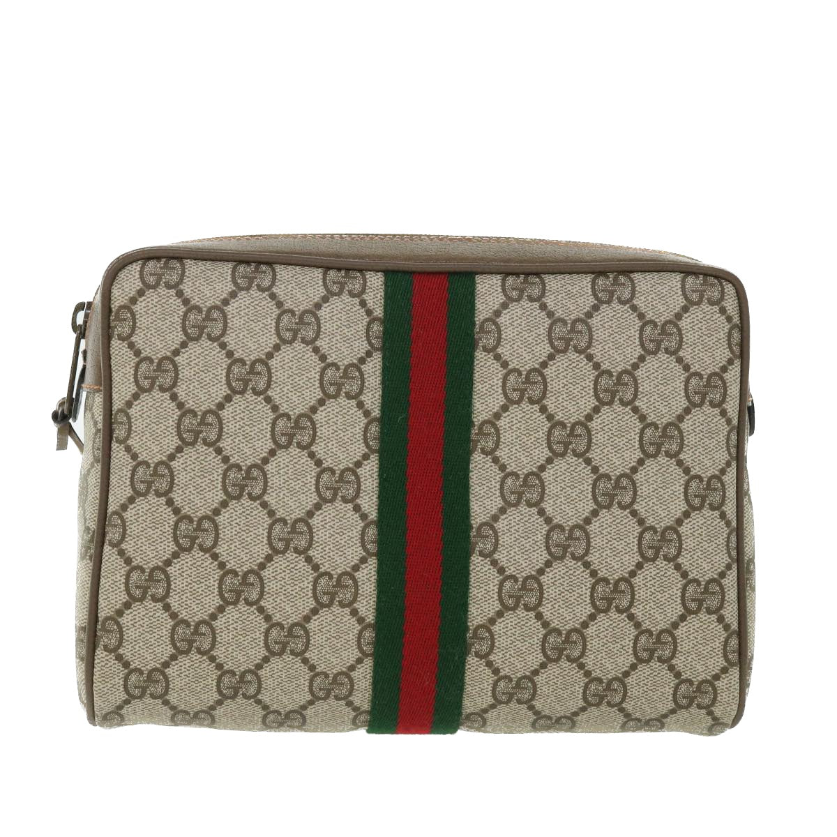 GUCCI GG Canvas Web Sherry Line Clutch Bag Beige Red Green 89 01 012 Auth yk8753 - 0