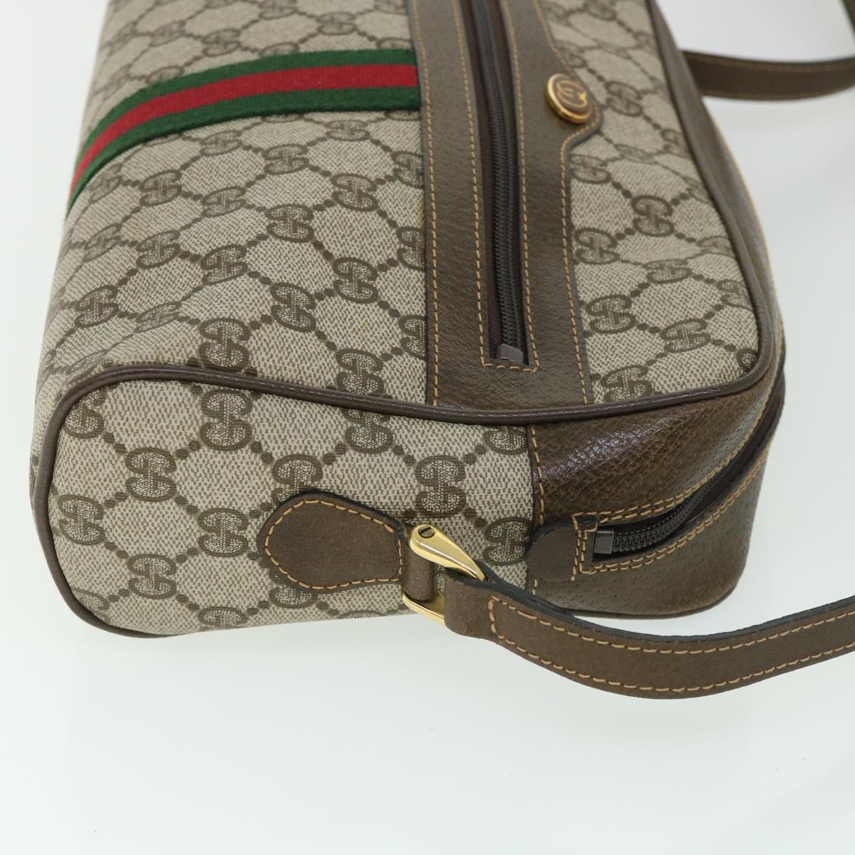 GUCCI GG Canvas Web Sherry Line Shoulder Bag Beige Red 001 4071 5 Auth yk8754