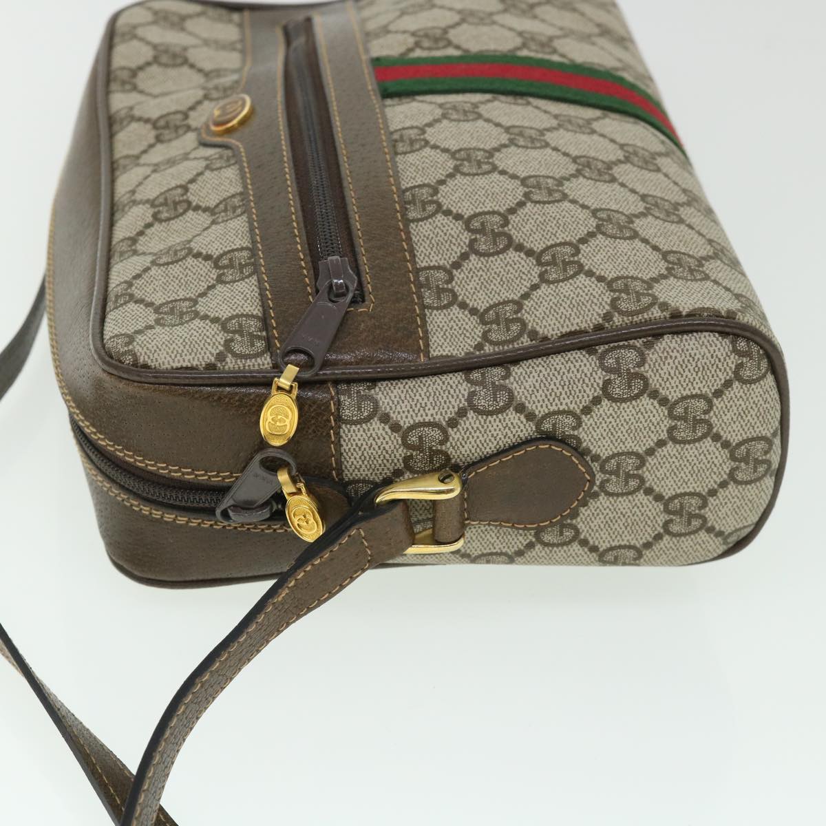 GUCCI GG Canvas Web Sherry Line Shoulder Bag Beige Red 001 4071 5 Auth yk8754