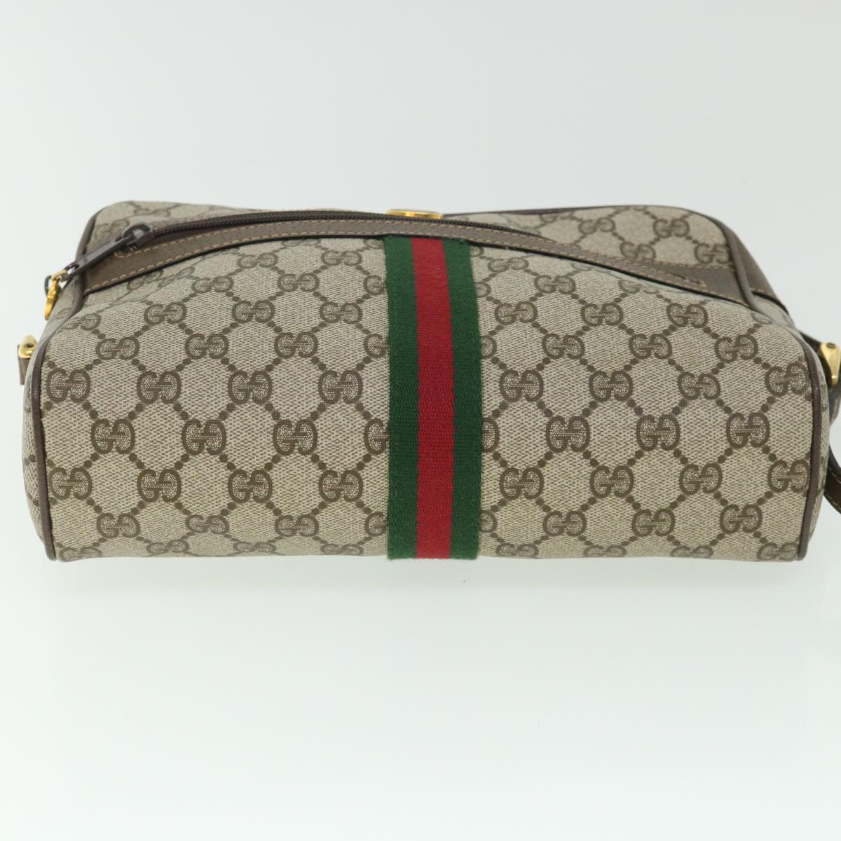 GUCCI GG Canvas Web Sherry Line Shoulder Bag Beige Red 001 4071 5 Auth yk8754