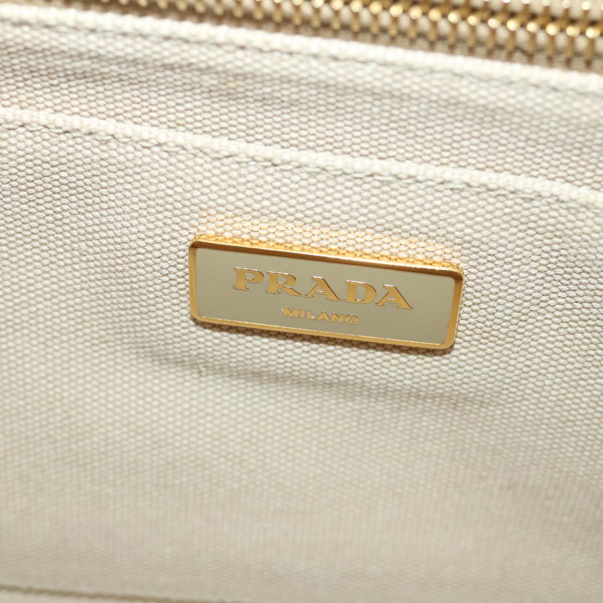 PRADA Bijoux Canapa PM Hand Bag Canvas 2way Beige Auth yk8756