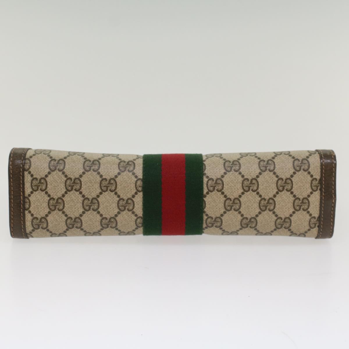 GUCCI GG Canvas Web Sherry Line Clutch Bag Beige Red 67 014 2125 Auth yk8758