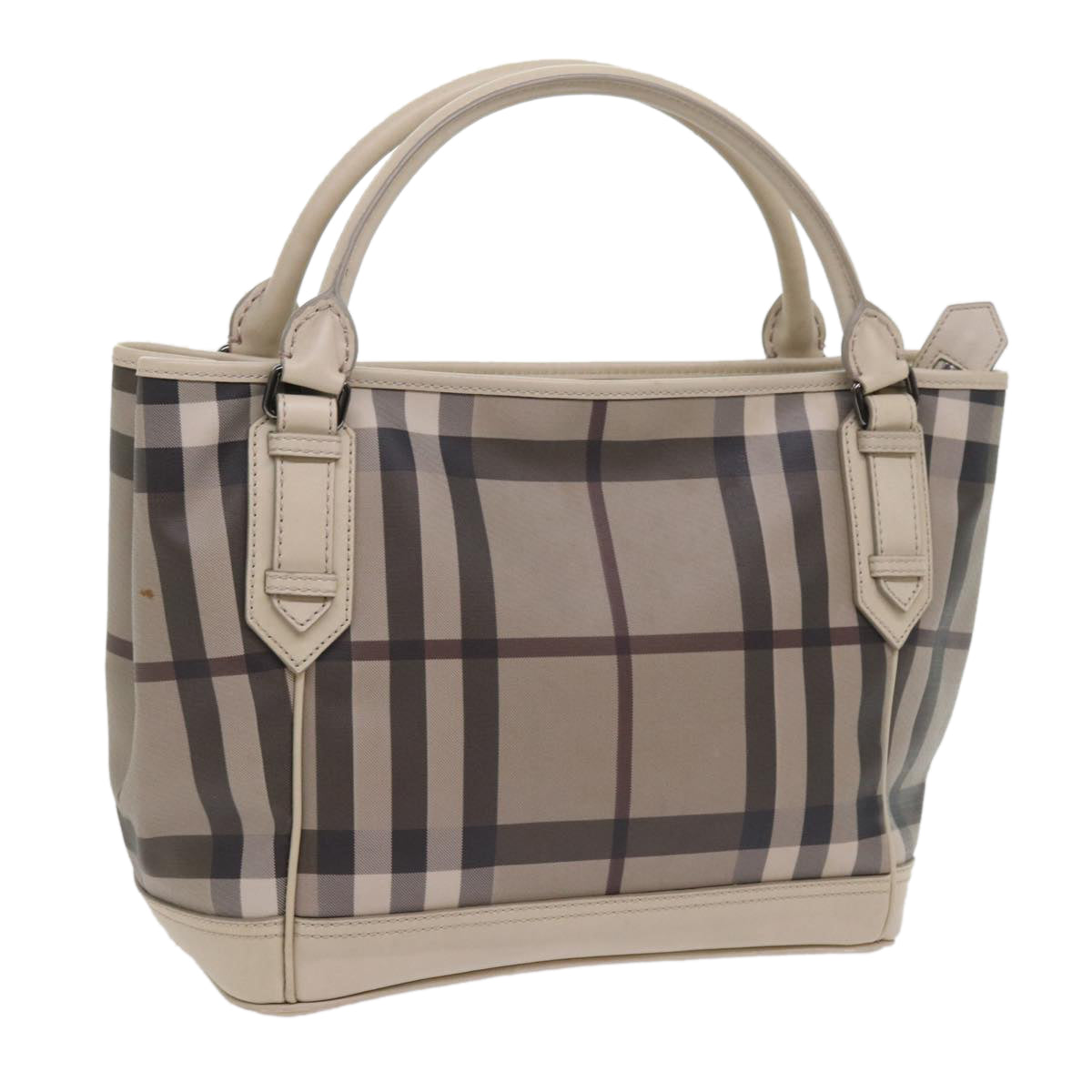 BURBERRY Nova Check Tote Bag PVC Leather Beige Auth yk8770