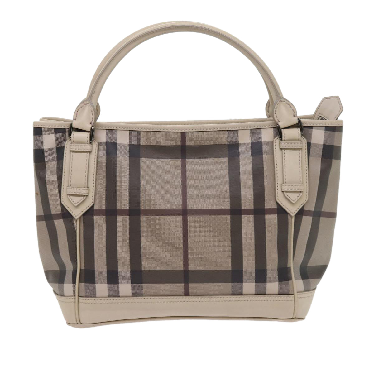 BURBERRY Nova Check Tote Bag PVC Leather Beige Auth yk8770