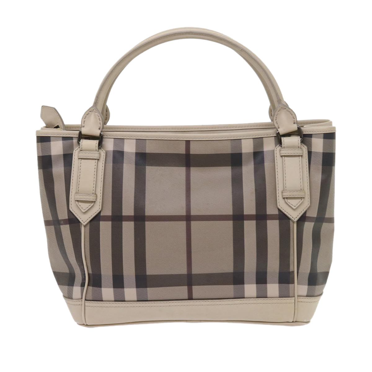 BURBERRY Nova Check Tote Bag PVC Leather Beige Auth yk8770