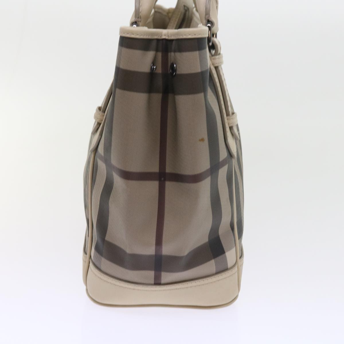 BURBERRY Nova Check Tote Bag PVC Leather Beige Auth yk8770