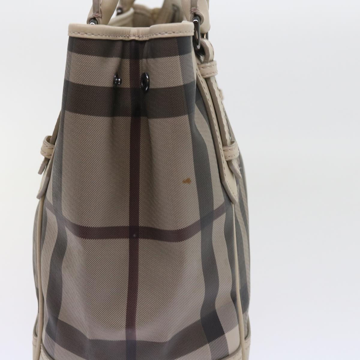 BURBERRY Nova Check Tote Bag PVC Leather Beige Auth yk8770