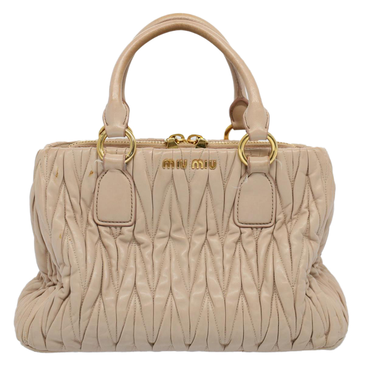 Miu Miu Materasse Hand Bag Leather 2way Beige Auth yk8777