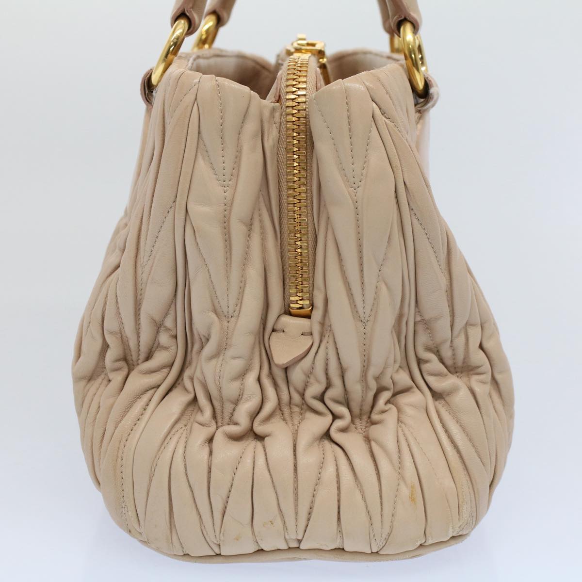 Miu Miu Materasse Hand Bag Leather 2way Beige Auth yk8777