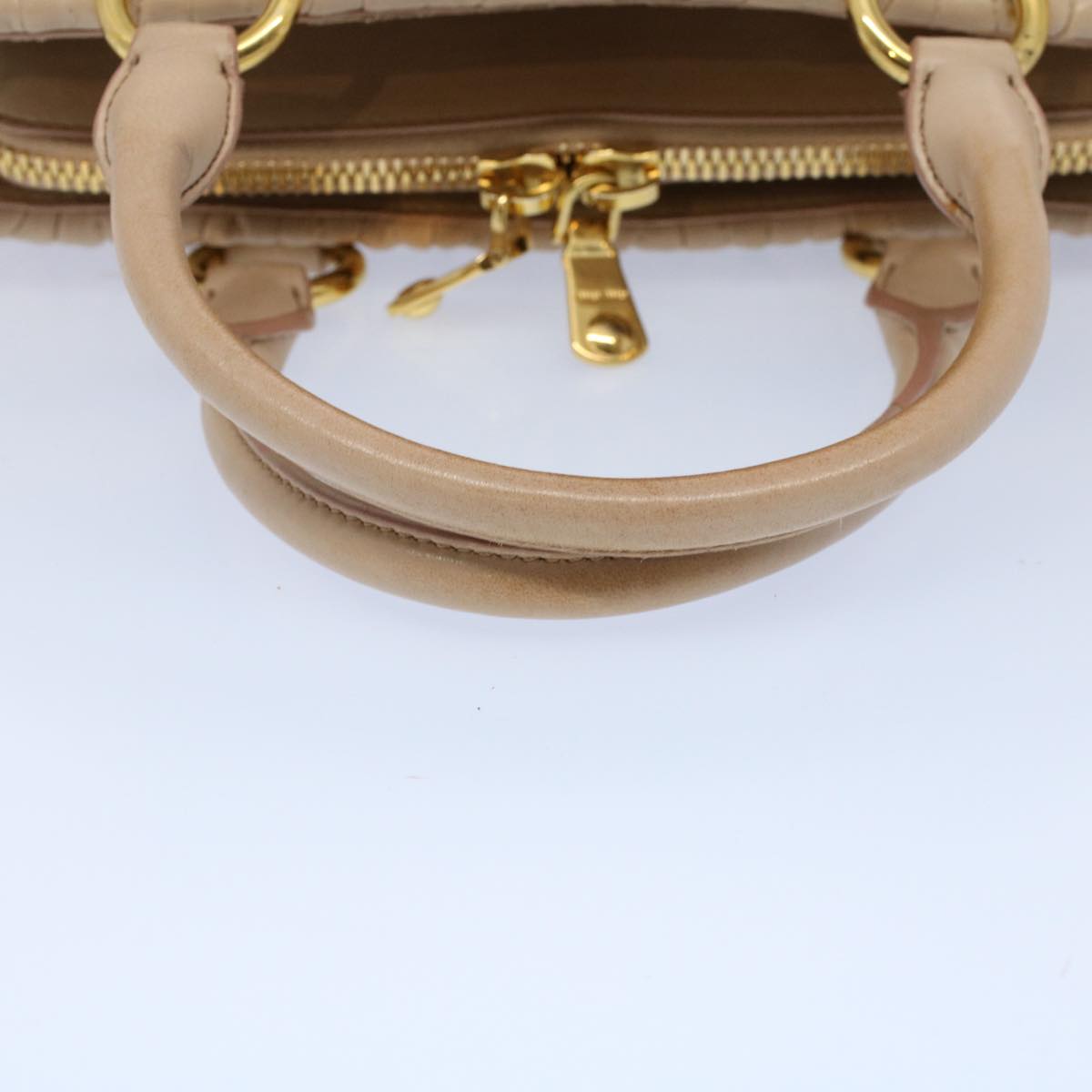 Miu Miu Materasse Hand Bag Leather 2way Beige Auth yk8777