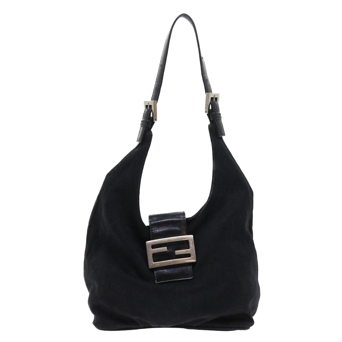FENDI Mamma Baguette Shoulder Bag Nylon Black Auth yk8798 - 0