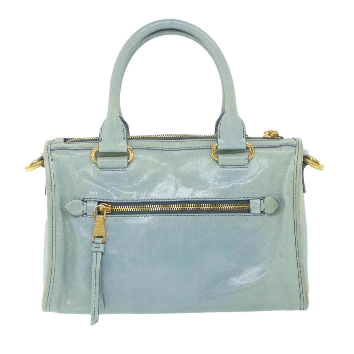 Miu Miu Hand Bag Leather 2way Light Blue Auth yk8808