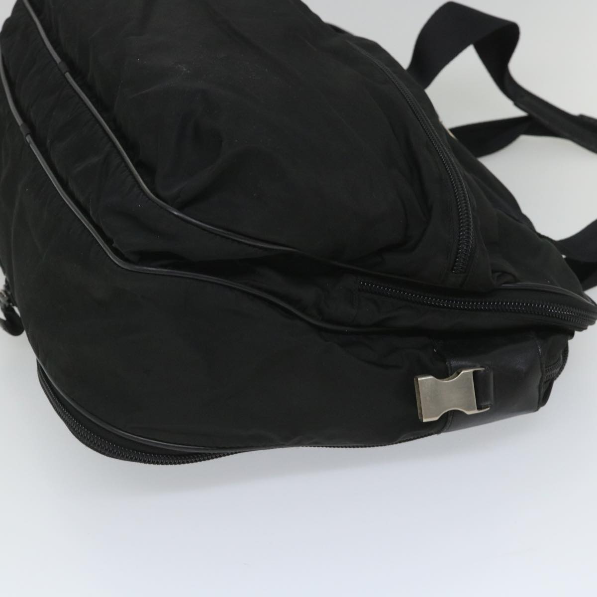 PRADA Boston Bag Nylon Black Auth yk8845