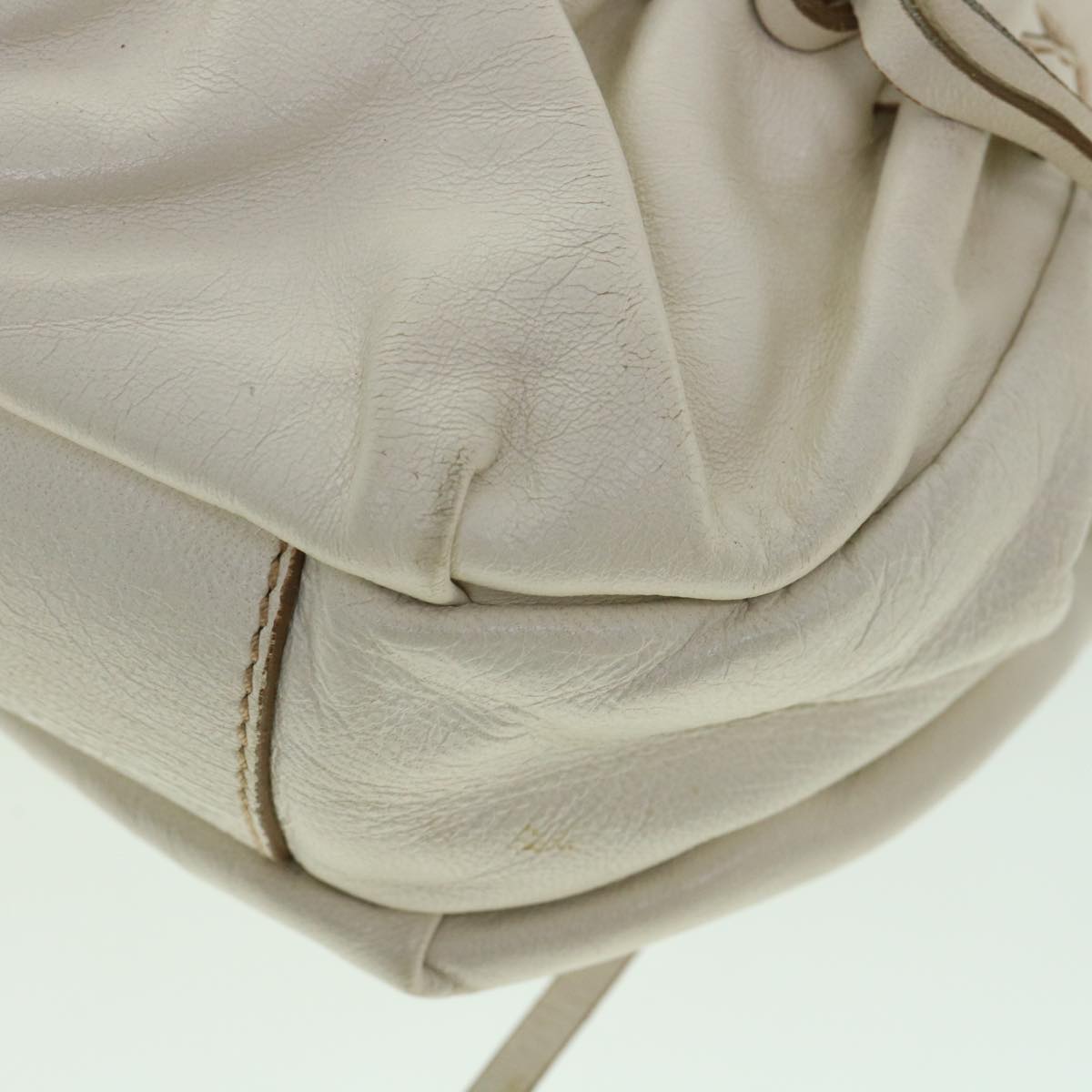 Miu Miu Hand Bag Leather 2way White Auth yk8870