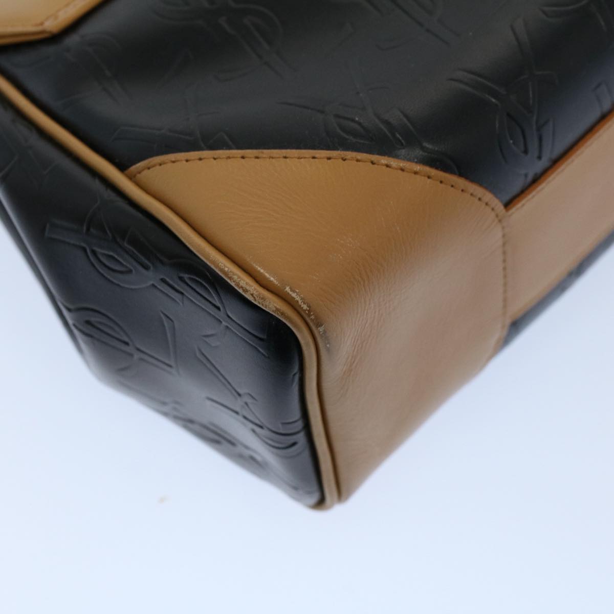 SAINT LAURENT Cassandra Hand Bag PVC Leather Black Auth yk8873