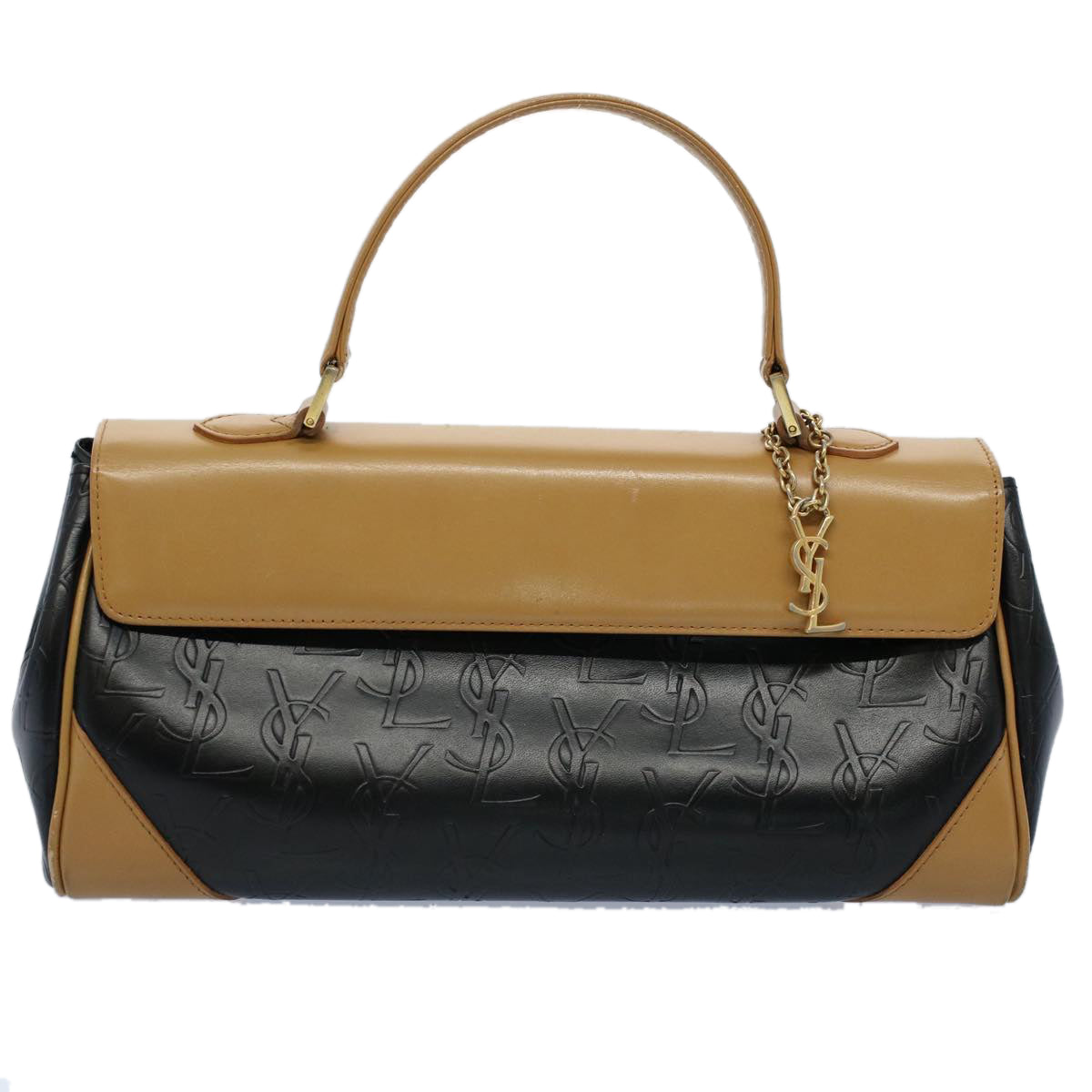 SAINT LAURENT Cassandra Hand Bag PVC Leather Black Auth yk8873