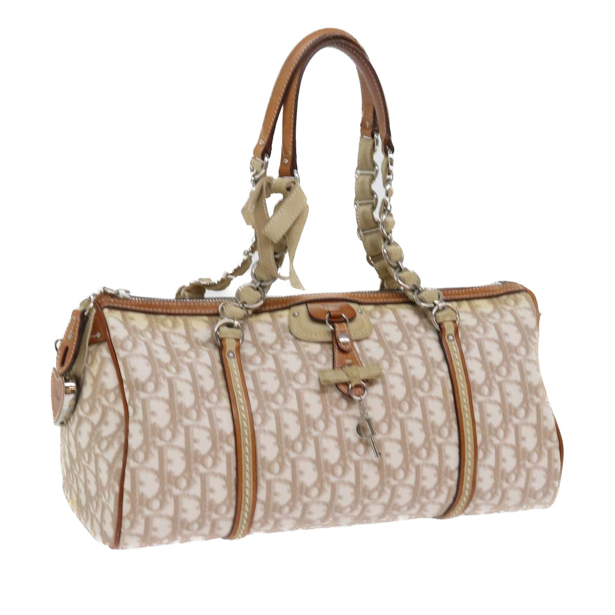 Christian Dior Trotter Romantic Shoulder Bag Beige Auth yk8902