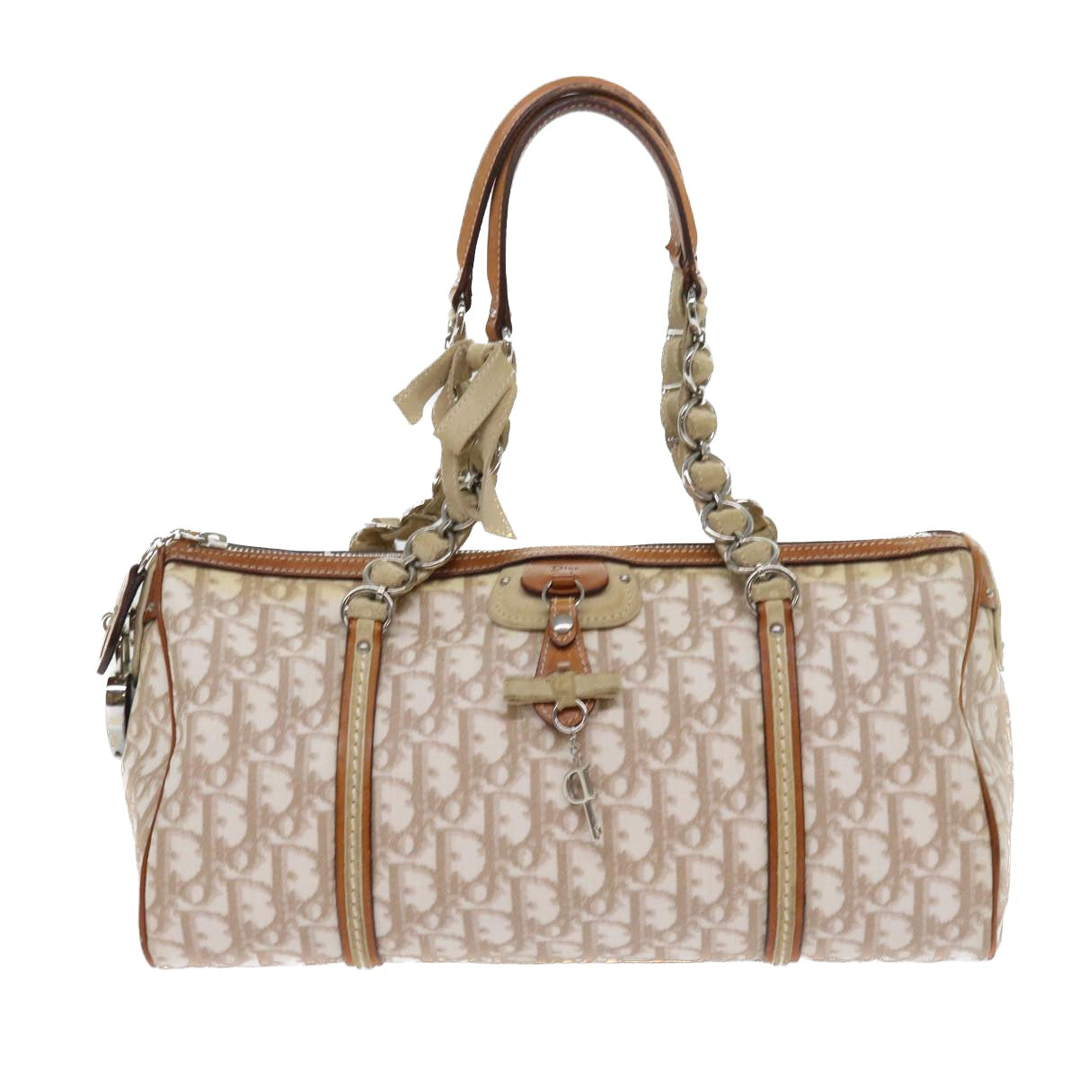 Christian Dior Trotter Romantic Shoulder Bag Beige Auth yk8902