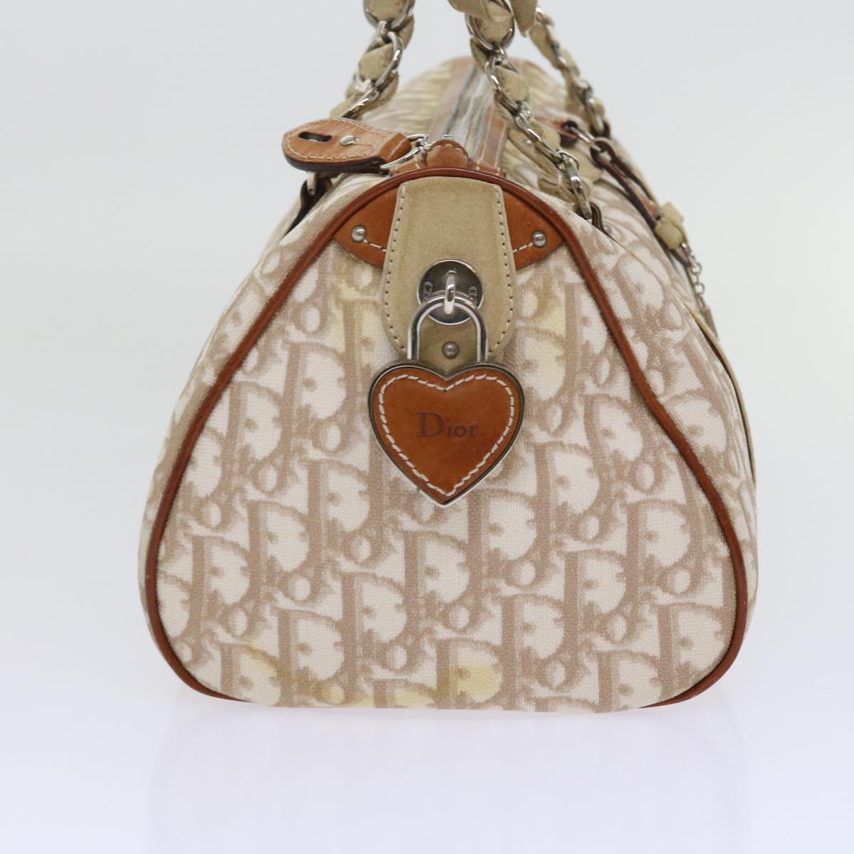 Christian Dior Trotter Romantic Shoulder Bag Beige Auth yk8902