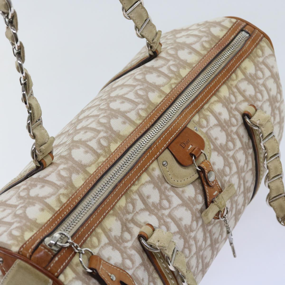 Christian Dior Trotter Romantic Shoulder Bag Beige Auth yk8902