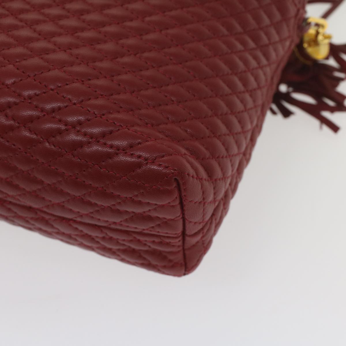 BALLY Quilted Hand Bag Leather Red Auth yk8917