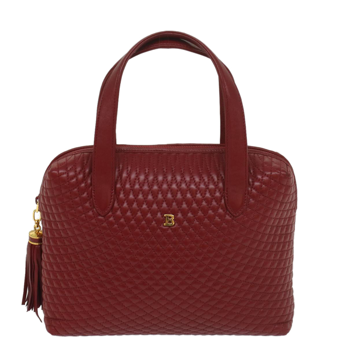BALLY Quilted Hand Bag Leather Red Auth yk8917 - 0