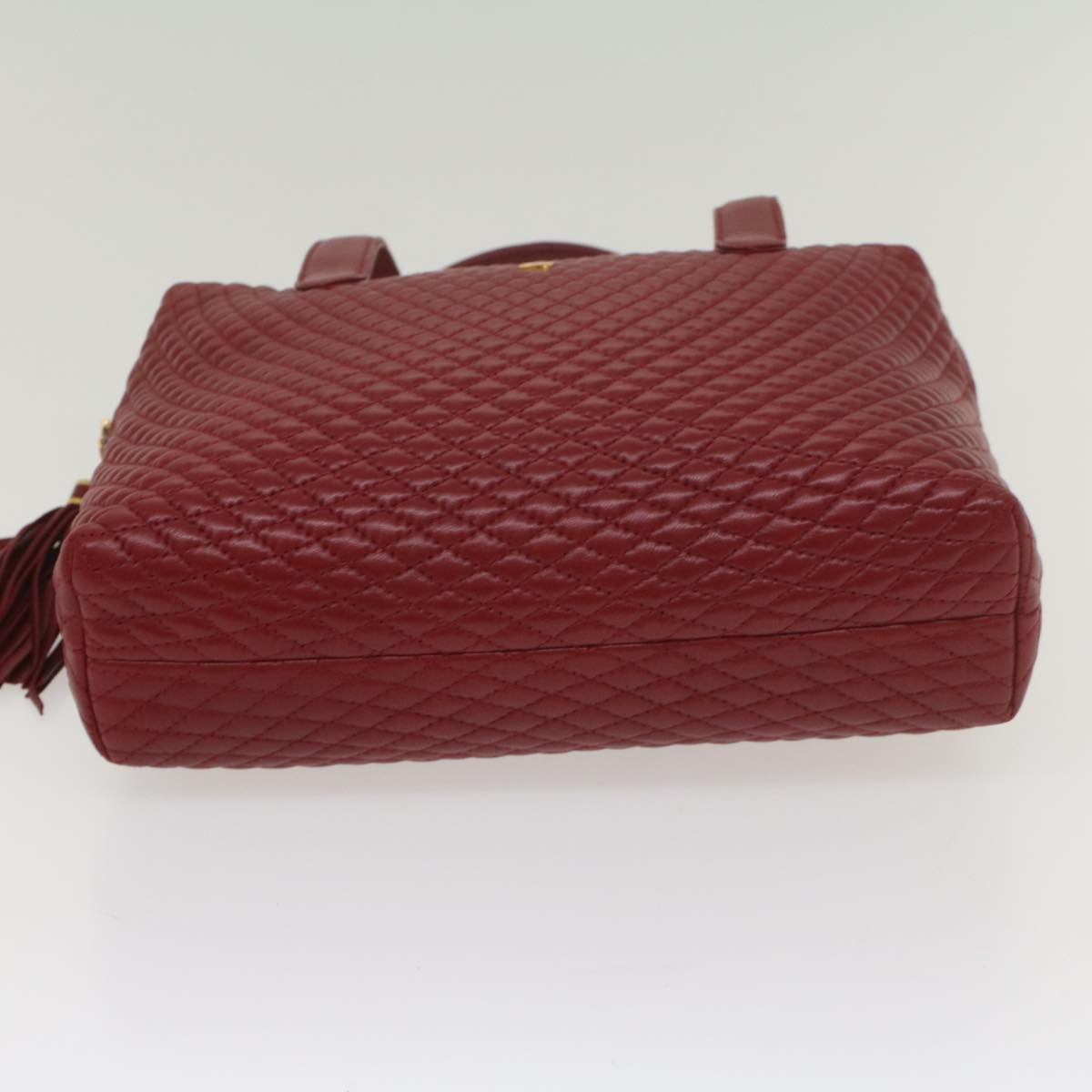 BALLY Quilted Hand Bag Leather Red Auth yk8917