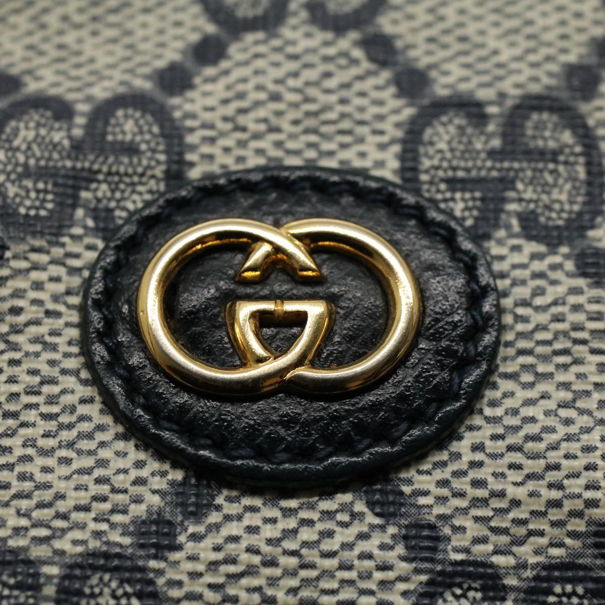 GUCCI GG Supreme Clutch Bag PVC Leather Navy Gray 014 115 Auth yk8933