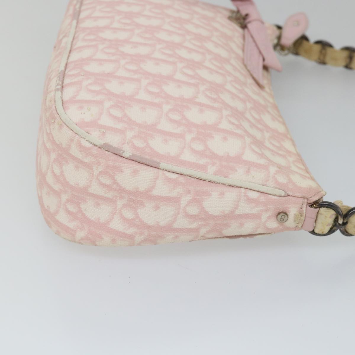 Christian Dior Trotter Canvas Shoulder Bag Pink Auth yk8953